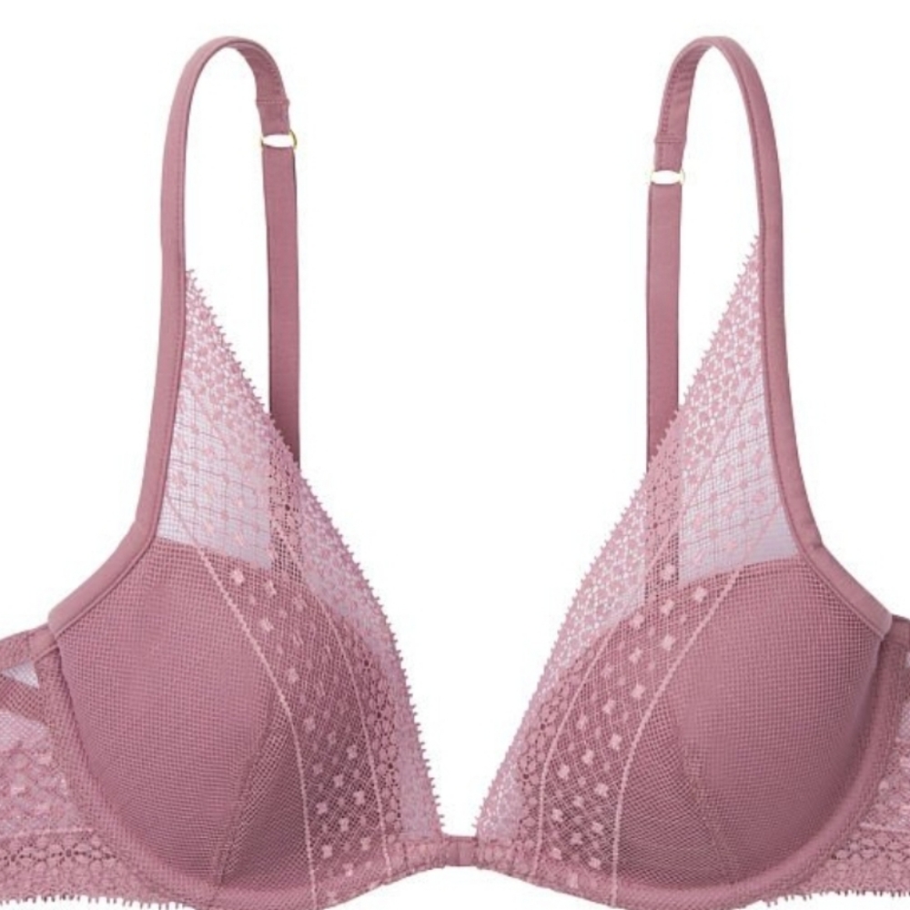 Incredible By Victoria's Secret Lightly-Lined Lace Plunge Bra Size 32DD